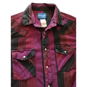 Vintage Wrangler Western Shirt Flannel Aztec Pearl Snap Mens‎ Extra Large SEE
